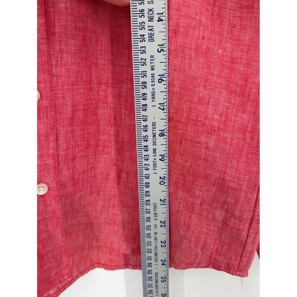 Liz Claiborne Lizsport PP Petite Red Linen Button Down Shirt Career Minimalist - Picture 4 of 8